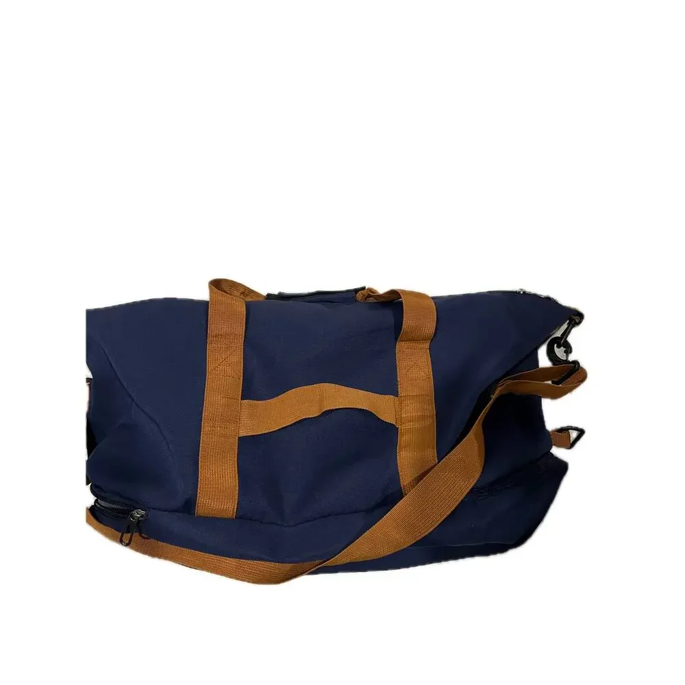 Blue Brown Canvas Totle Duffel Gym Bag 18